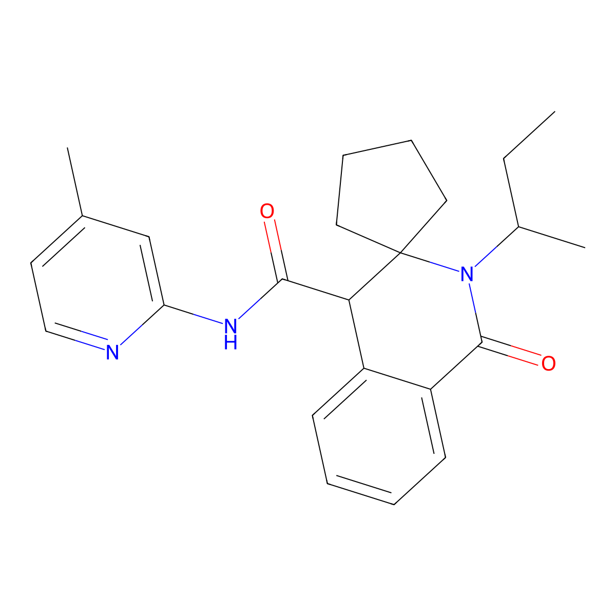 2'-(butan-2-yl)-N-(4-methylpyridin-2-yl)-1'-oxo-1',4'-dihydro-2'H-spiro[cyclopentane-1,3'-isoquinoline]-4'-carboxamide molecular structure, CAS 1401529-77-8