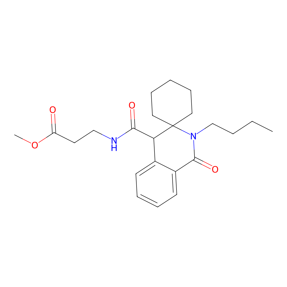 methyl N-[(2'-butyl-1'-oxo-1',4'-dihydro-2'H-spiro[cyclohexane-1,3'-isoquinolin]-4'-yl)carbonyl]-beta-alaninate molecular structure, CAS 1401529-86-9