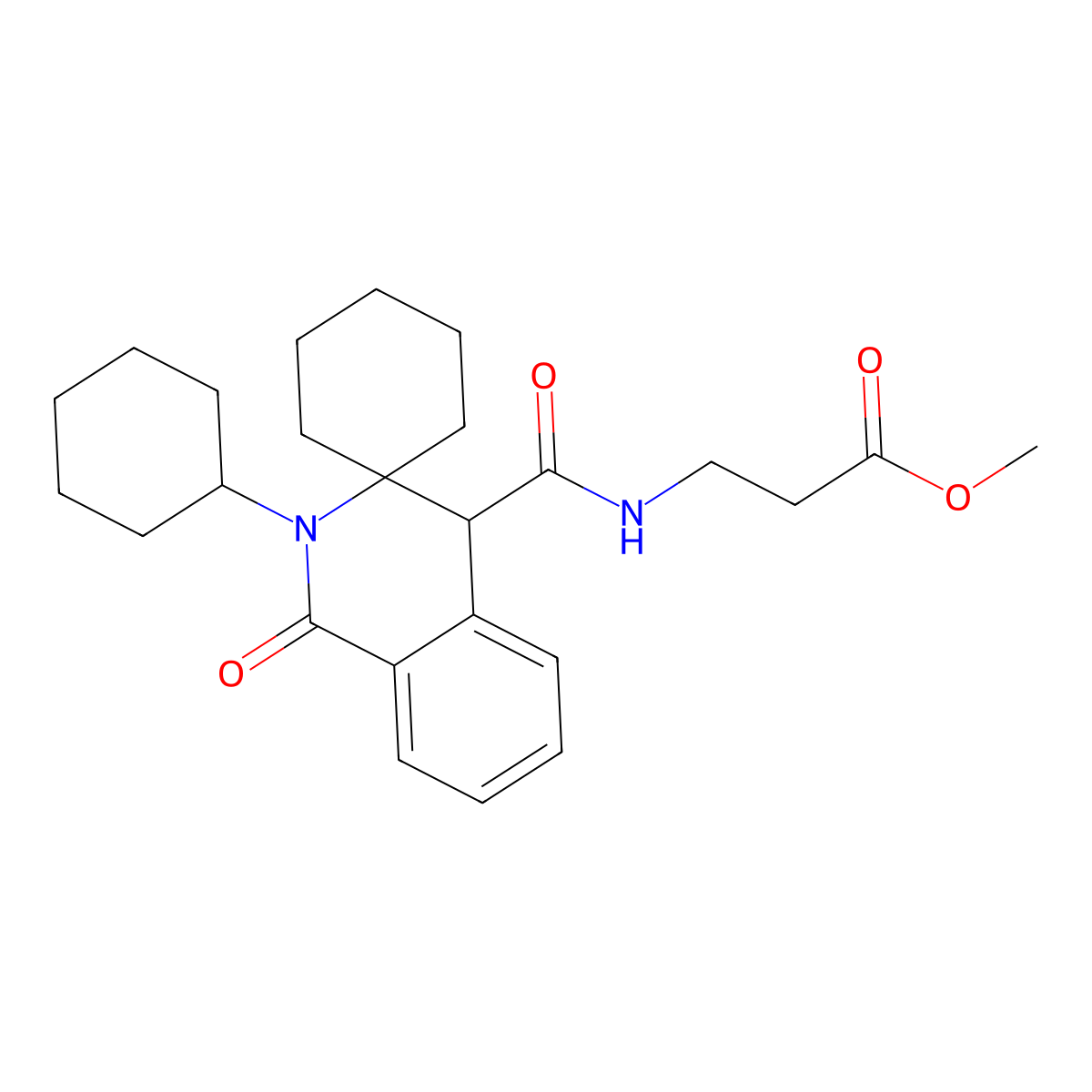 methyl N-[(2'-cyclohexyl-1'-oxo-1',4'-dihydro-2'H-spiro[cyclohexane-1,3'-isoquinolin]-4'-yl)carbonyl]-beta-alaninate molecular structure, CAS 1401529-87-0