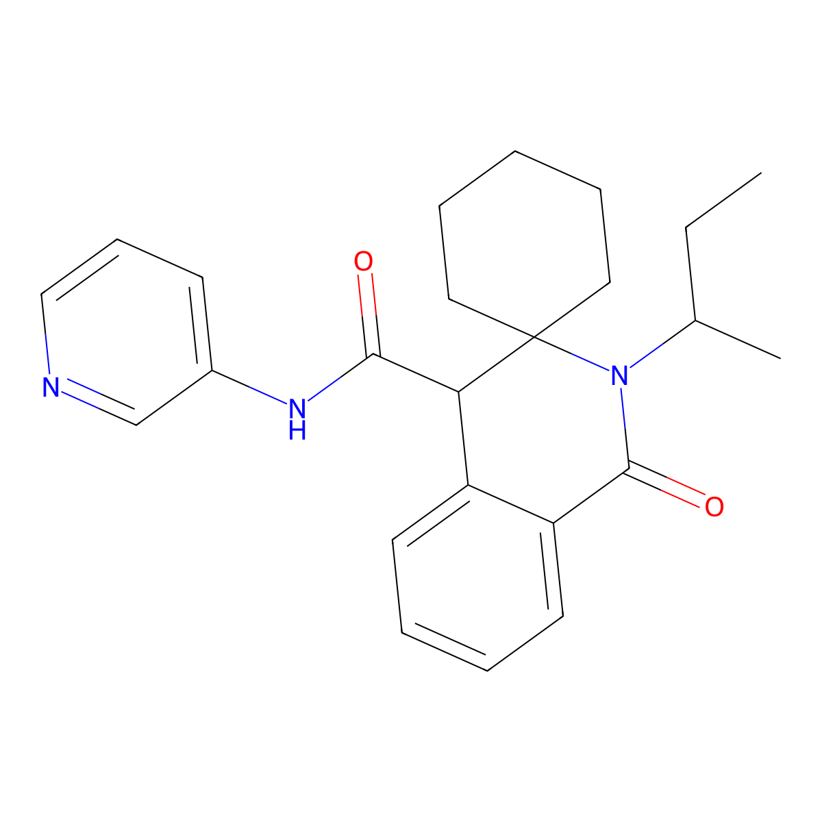 2'-(butan-2-yl)-1'-oxo-N-(pyridin-3-yl)-1',4'-dihydro-2'H-spiro[cyclohexane-1,3'-isoquinoline]-4'-carboxamide molecular structure, CAS 1401529-91-6