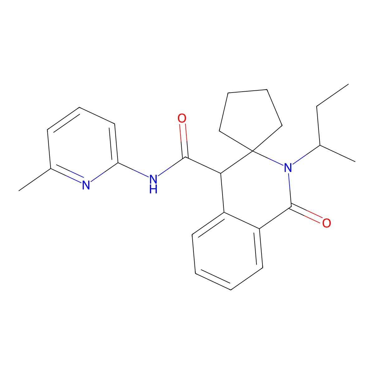 2'-(butan-2-yl)-N-(6-methylpyridin-2-yl)-1'-oxo-1',4'-dihydro-2'H-spiro[cyclopentane-1,3'-isoquinoline]-4'-carboxamide molecular structure, CAS 1401529-97-2