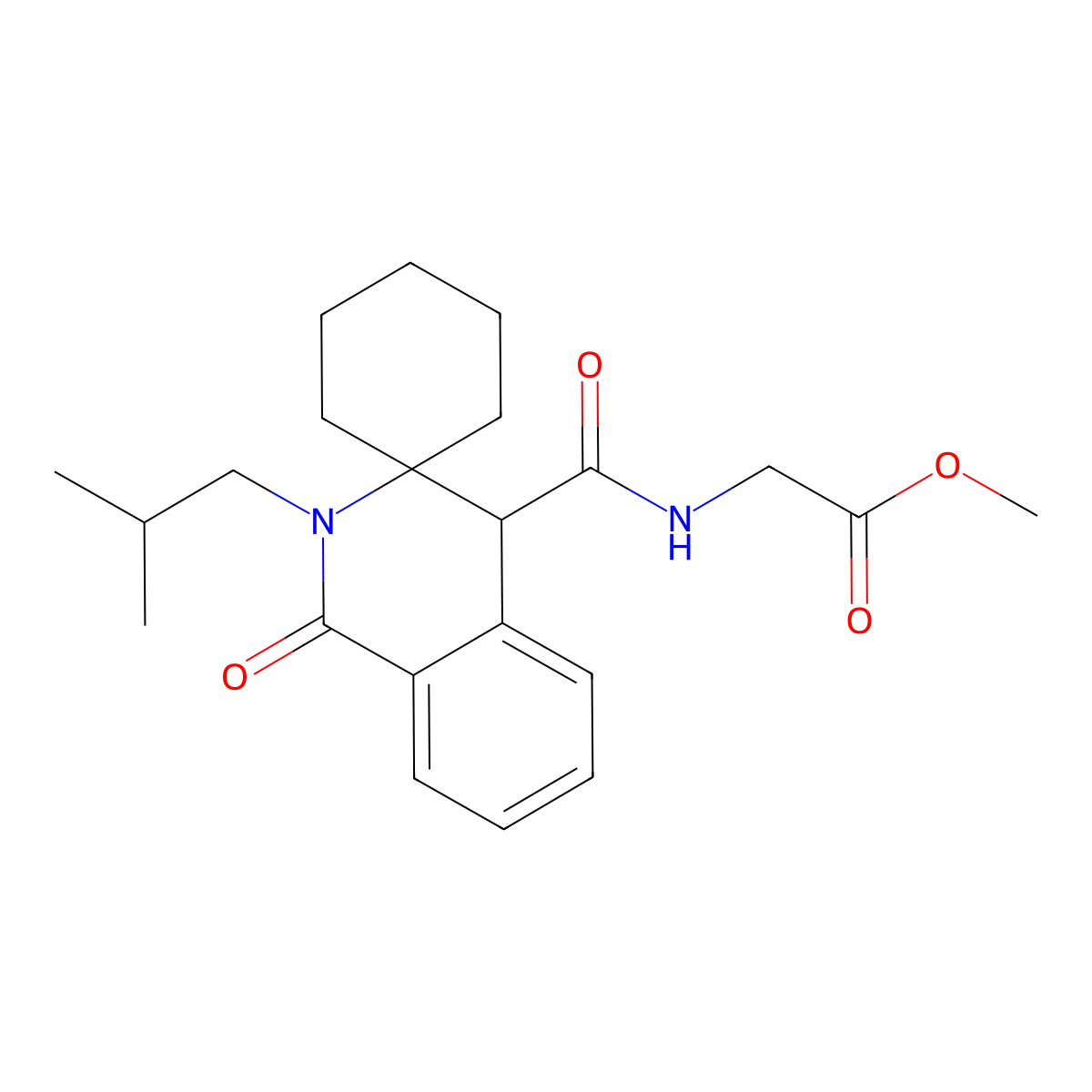 methyl N-{[2'-(2-methylpropyl)-1'-oxo-1',4'-dihydro-2'H-spiro[cyclohexane-1,3'-isoquinolin]-4'-yl]carbonyl}glycinate molecular structure, CAS 1401530-00-4