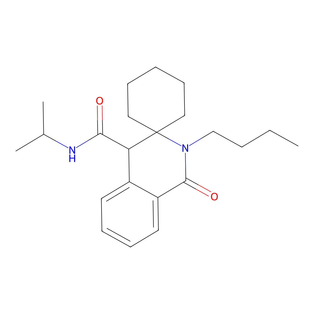 2'-butyl-{N}-isopropyl-1'-oxo-1',4'-dihydro-2'{H}-spiro[cyclohexane-1,3'-isoquinoline]-4'-carboxamide molecular structure, CAS 1401530-01-5