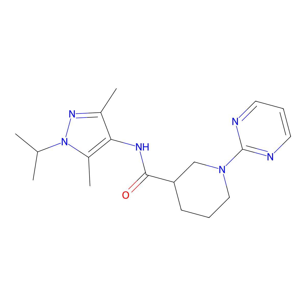 N-[3,5-dimethyl-1-(propan-2-yl)-1H-pyrazol-4-yl]-1-(pyrimidin-2-yl)piperidine-3-carboxamide molecular structure, CAS 1401533-66-1