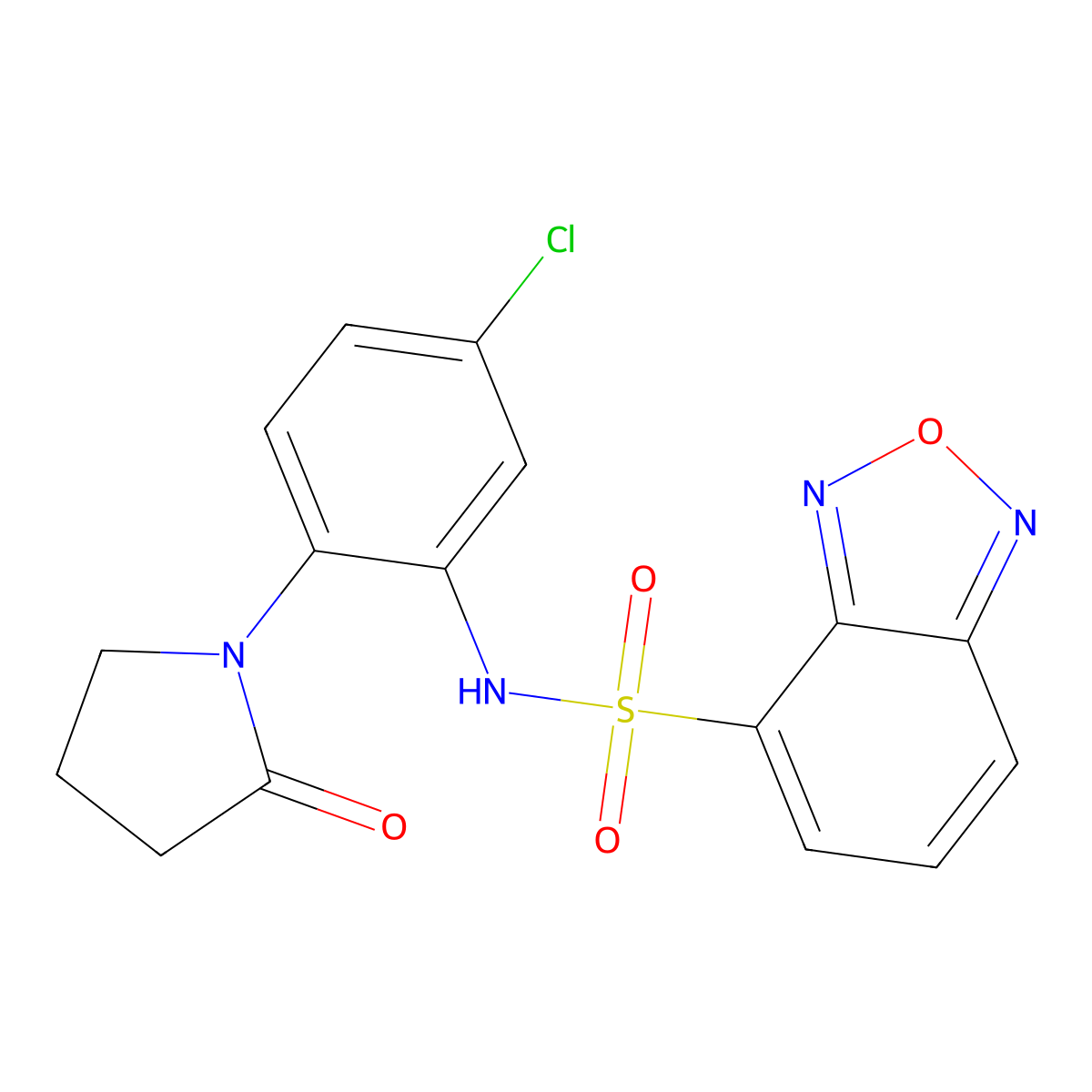 N-[5-chloro-2-(2-oxopyrrolidin-1-yl)phenyl]-2,1,3-benzoxadiazole-4-sulfonamide molecular structure, CAS 1401533-77-4
