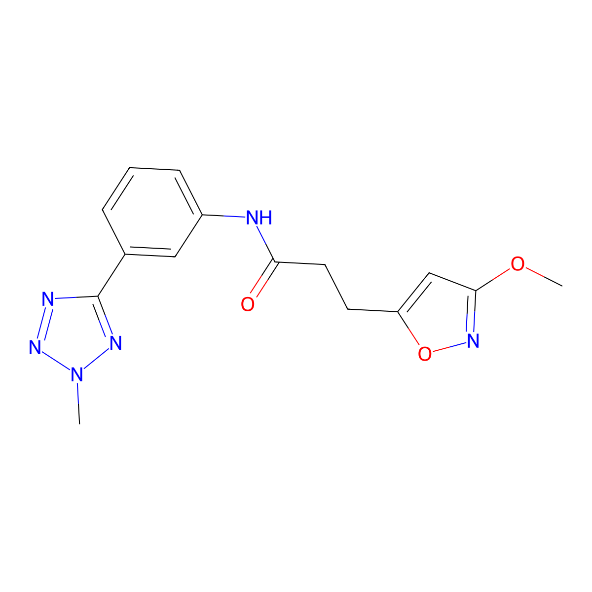 3-(3-methoxy-1,2-oxazol-5-yl)-N-[3-(2-methyl-2H-tetrazol-5-yl)phenyl]propanamide molecular structure, CAS 1401533-78-5