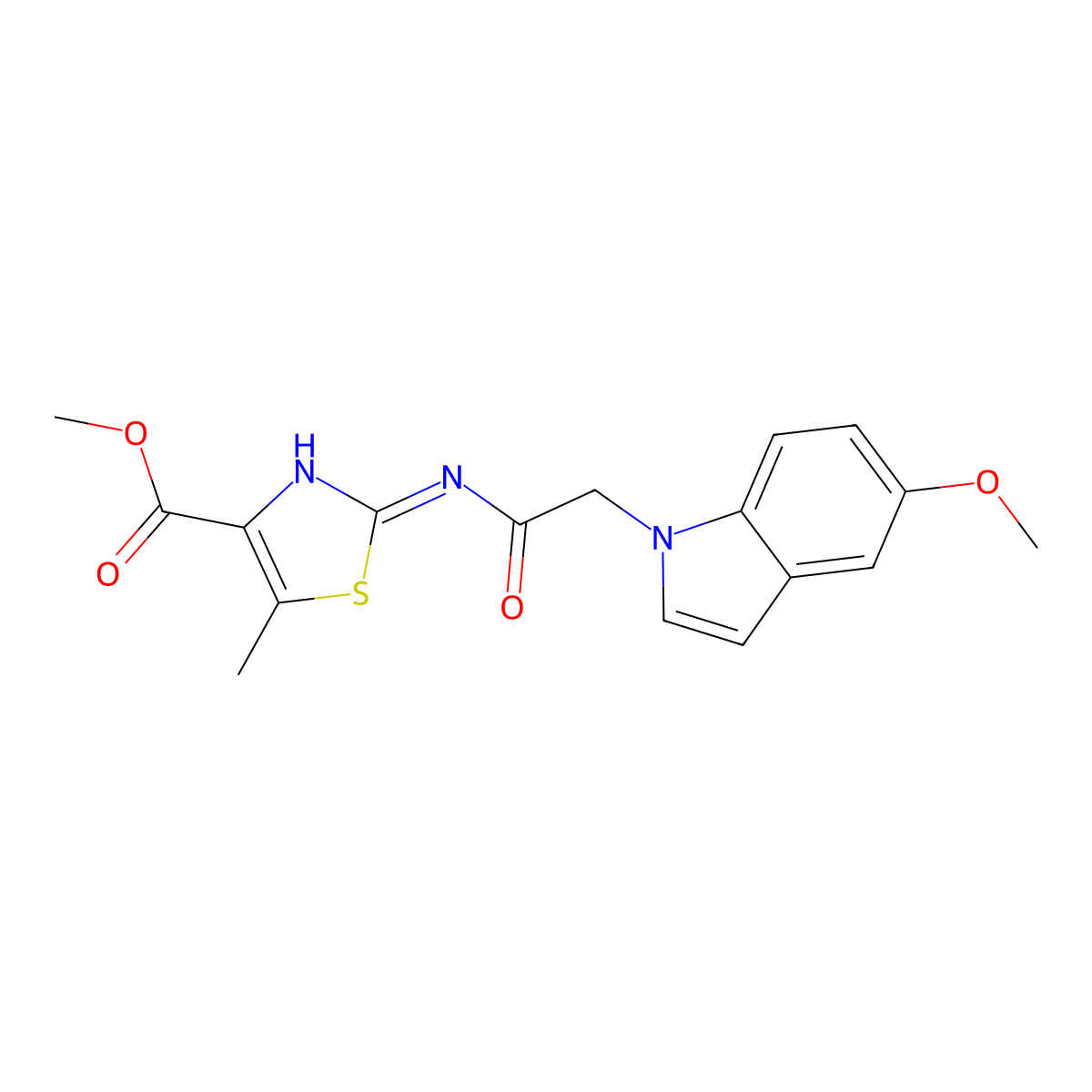 methyl 2-{[(5-methoxy-1H-indol-1-yl)acetyl]amino}-5-methyl-1,3-thiazole-4-carboxylate molecular structure, CAS 1401533-88-7