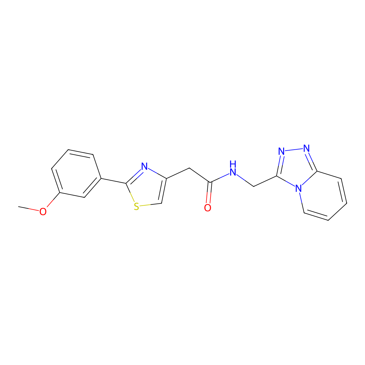 N-([1,2,4]triazolo[4,3-a]pyridin-3-ylmethyl)-2-(2-(3-methoxyphenyl)thiazol-4-yl)acetamide molecular structure, CAS 1401534-01-7