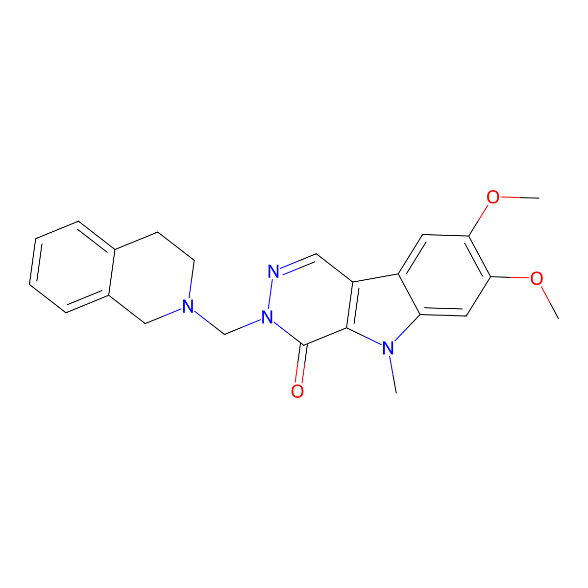 3-(3,4-dihydroisoquinolin-2(1H)-ylmethyl)-7,8-dimethoxy-5-methyl-3,5-dihydro-4H-pyridazino[4,5-b]indol-4-one molecular structure, CAS 1401534-02-8