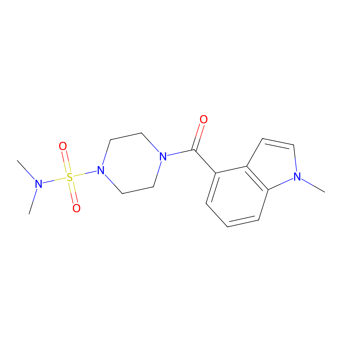 N,N-dimethyl-4-[(1-methyl-1H-indol-4-yl)carbonyl]piperazine-1-sulfonamide molecular structure, CAS 1401534-11-9
