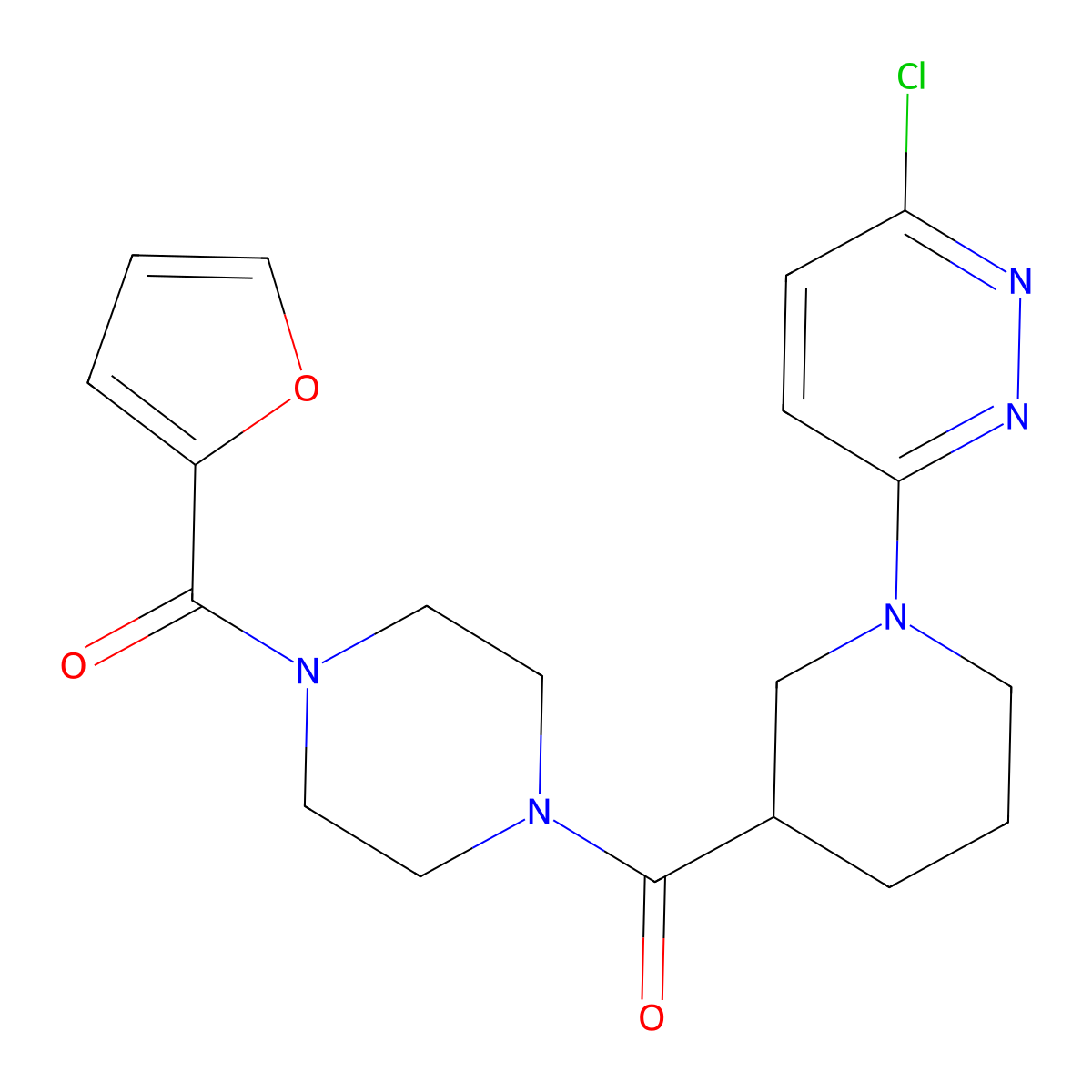 [1-(6-Chloropyridazin-3-yl)piperidin-3-yl][4-(furan-2-ylcarbonyl)piperazin-1-yl]methanone molecular structure, CAS 1401534-22-2