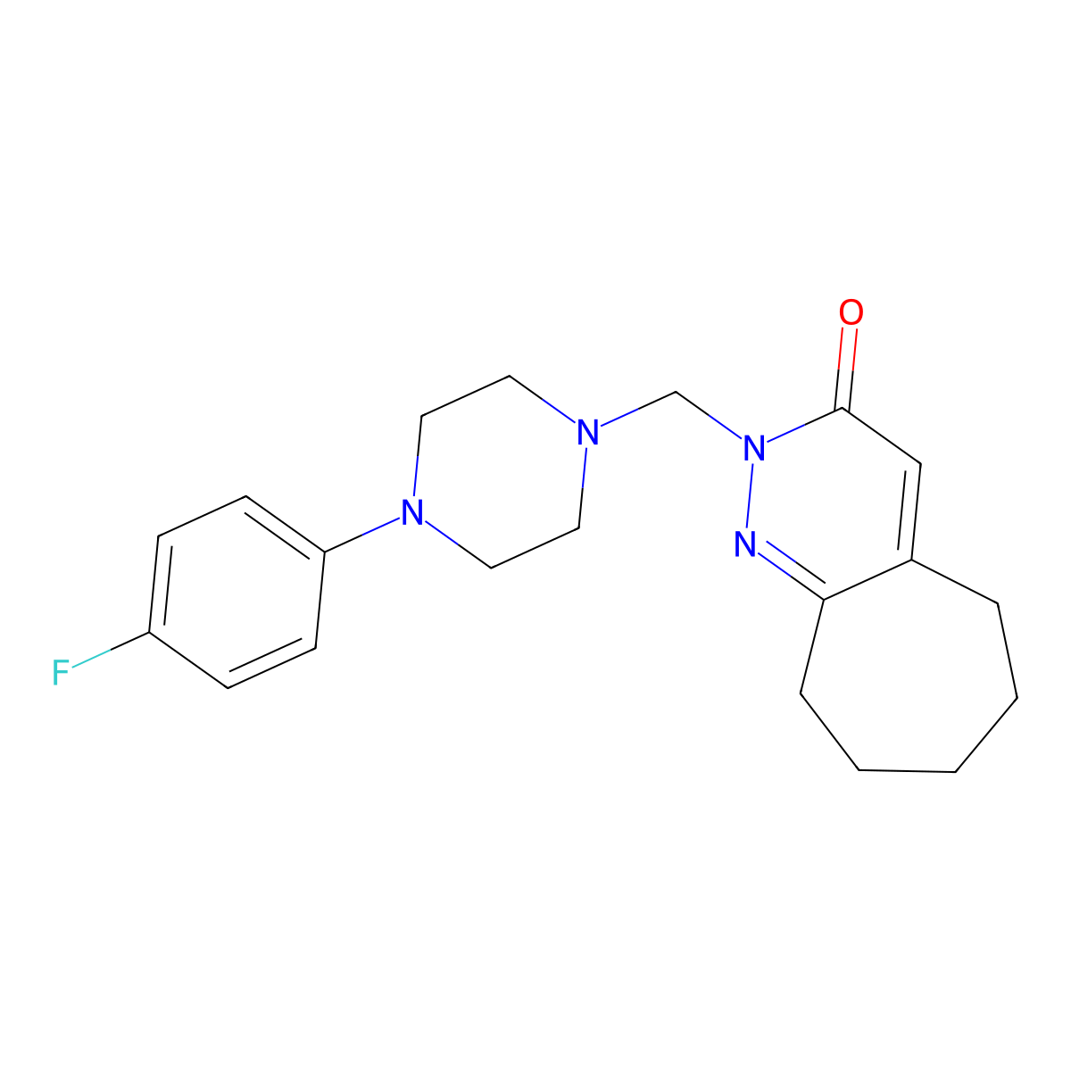 2-{[4-(4-fluorophenyl)piperazin-1-yl]methyl}-2,5,6,7,8,9-hexahydro-3H-cyclohepta[c]pyridazin-3-one molecular structure, CAS 1401534-23-3