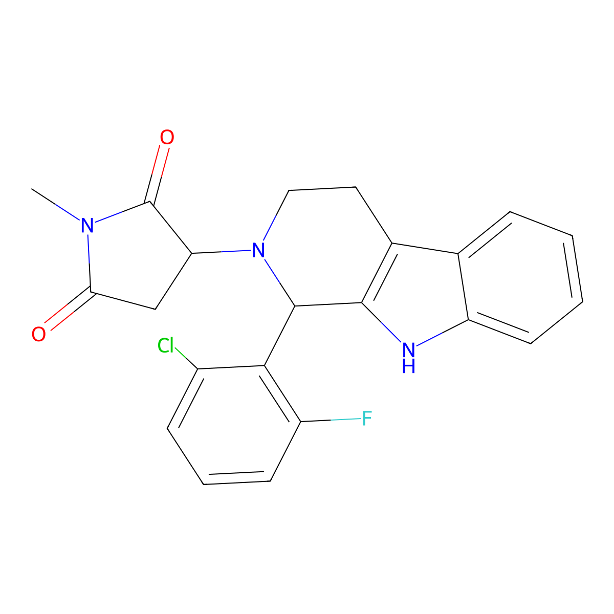 3-[1-(2-chloro-6-fluorophenyl)-1,3,4,9-tetrahydro-2H-beta-carbolin-2-yl]-1-methylpyrrolidine-2,5-dione molecular structure, CAS 1401534-31-3
