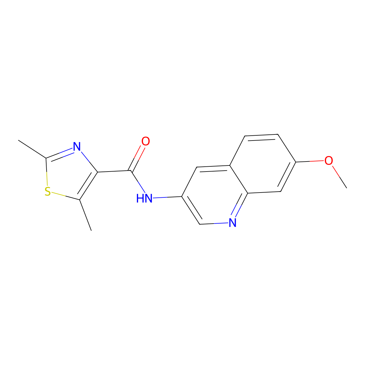 N-(7-methoxy-3-quinolyl)-2,5-dimethyl-1,3-thiazole-4-carboxamide molecular structure, CAS 1401534-39-1