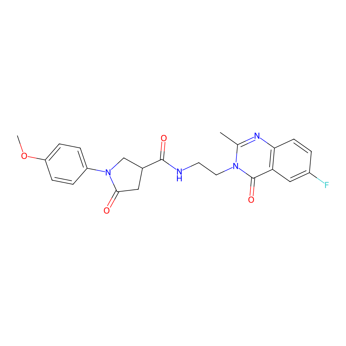 N-[2-(6-fluoro-2-methyl-4-oxoquinazolin-3(4H)-yl)ethyl]-1-(4-methoxyphenyl)-5-oxopyrrolidine-3-carboxamide molecular structure, CAS 1401534-42-6