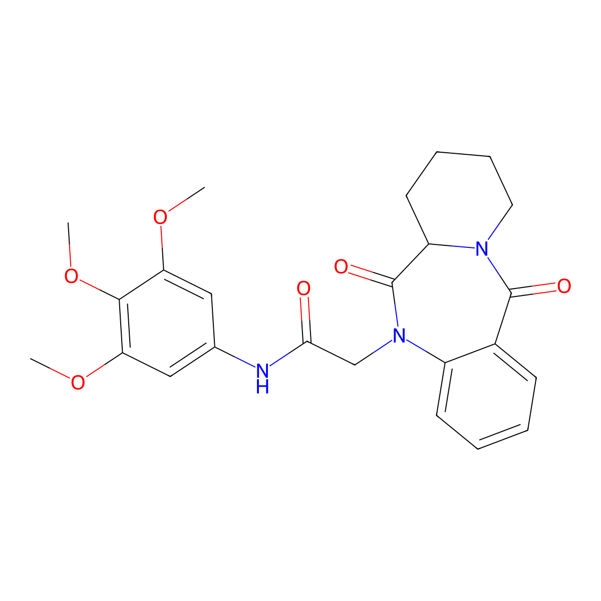 2-(6,12-dioxo-6,6a,7,8,9,10-hexahydropyrido[2,1-c][1,4]benzodiazepin-5(12H)-yl)-N-(3,4,5-trimethoxyphenyl)acetamide molecular structure, CAS 1401534-50-6