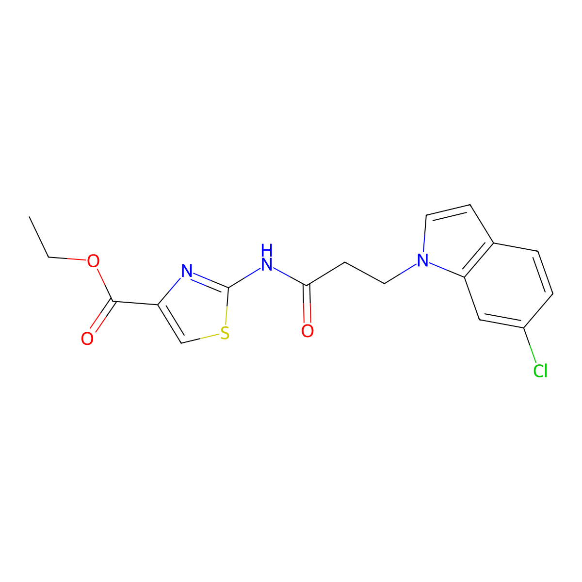 ethyl 2-{[3-(6-chloro-1H-indol-1-yl)propanoyl]amino}-1,3-thiazole-4-carboxylate molecular structure, CAS 1401534-56-2