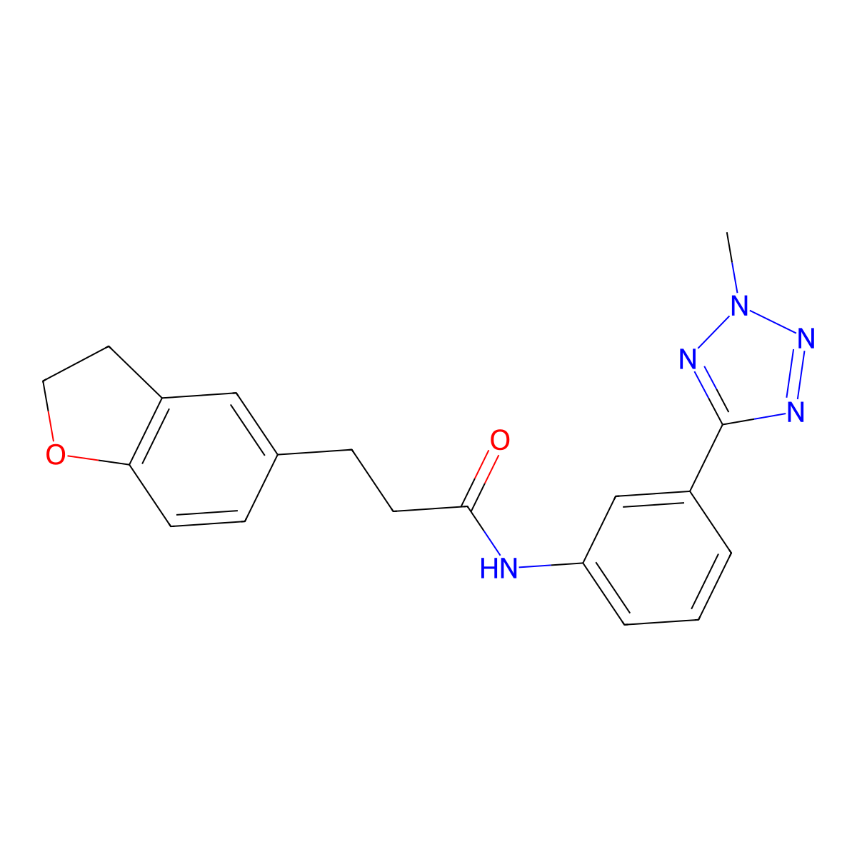 3-(2,3-dihydro-1-benzofuran-5-yl)-N-[3-(2-methyl-2H-tetrazol-5-yl)phenyl]propanamide molecular structure, CAS 1401534-82-4