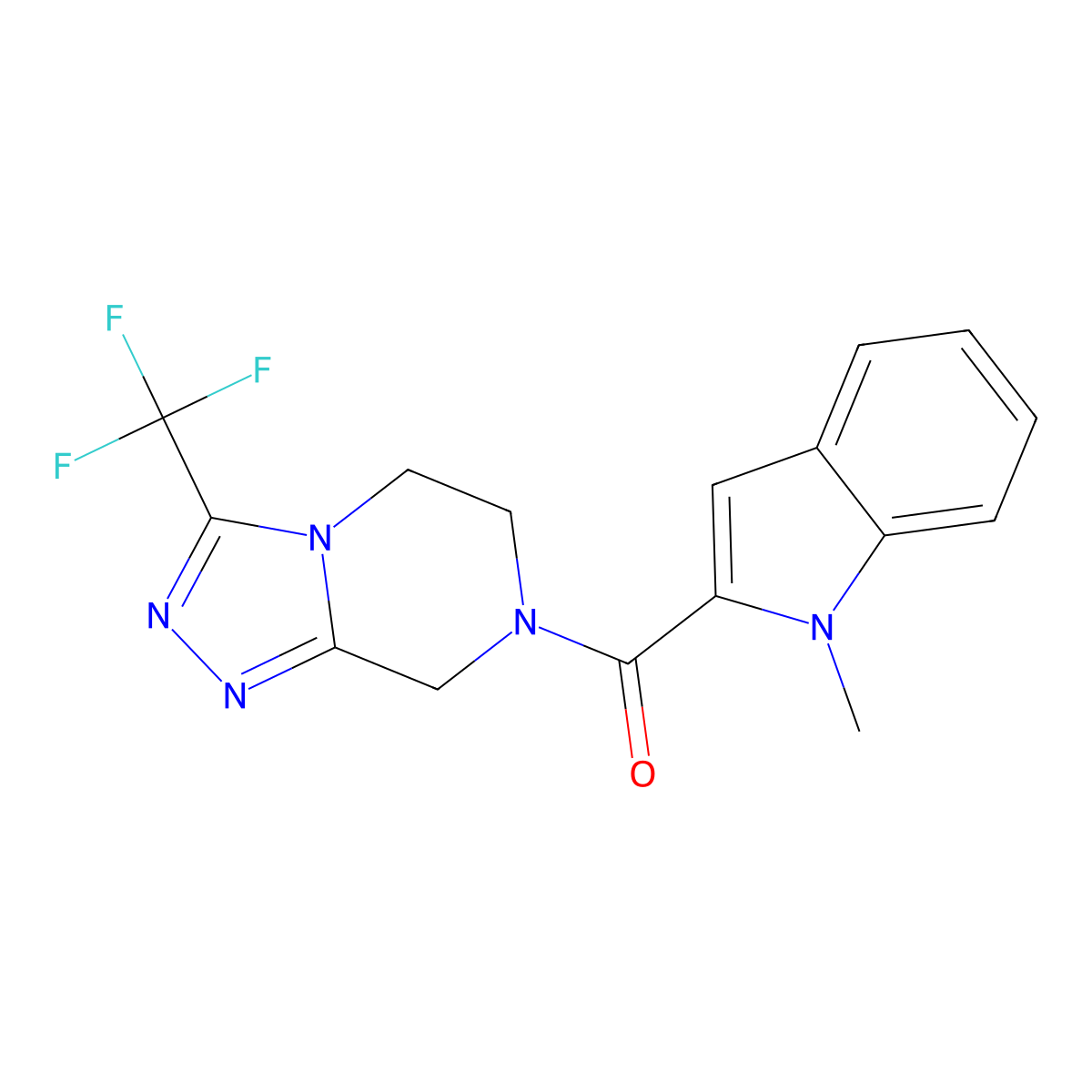 (1-methyl-1H-indol-2-yl)[3-(trifluoromethyl)-5,6-dihydro[1,2,4]triazolo[4,3-a]pyrazin-7(8H)-yl]methanone molecular structure, CAS 1401535-10-1