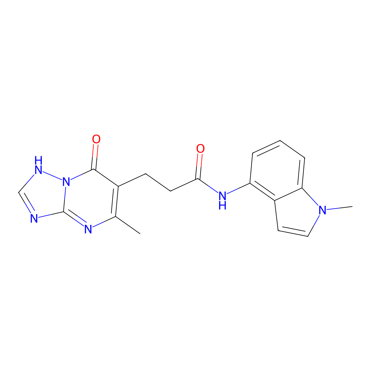 3-(7-hydroxy-5-methyl[1,2,4]triazolo[1,5-a]pyrimidin-6-yl)-N-(1-methyl-1H-indol-4-yl)propanamide molecular structure, CAS 1401535-77-0