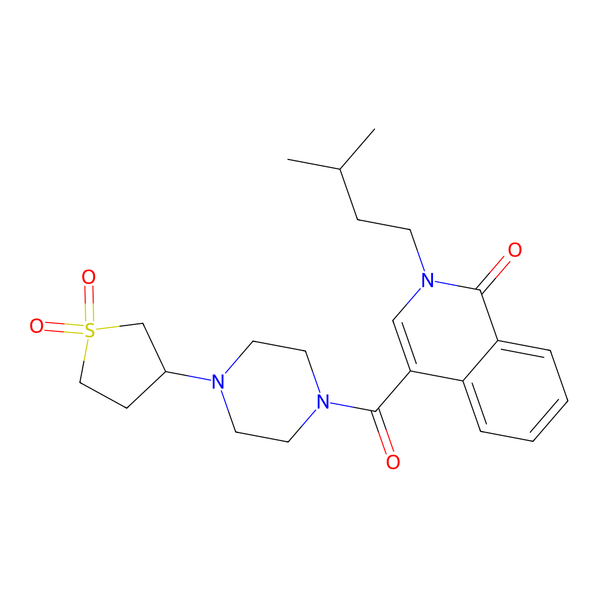 4-{[4-(1,1-dioxidotetrahydrothiophen-3-yl)piperazin-1-yl]carbonyl}-2-(3-methylbutyl)isoquinolin-1(2H)-one molecular structure, CAS 1401535-79-2