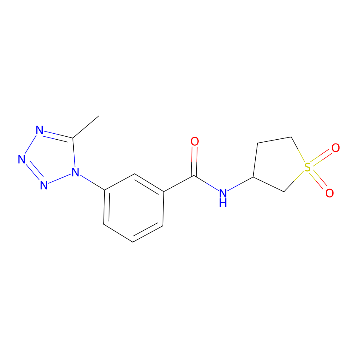 N-(1,1-dioxidotetrahydrothiophen-3-yl)-3-(5-methyl-1H-tetrazol-1-yl)benzamide molecular structure, CAS 1401535-87-2