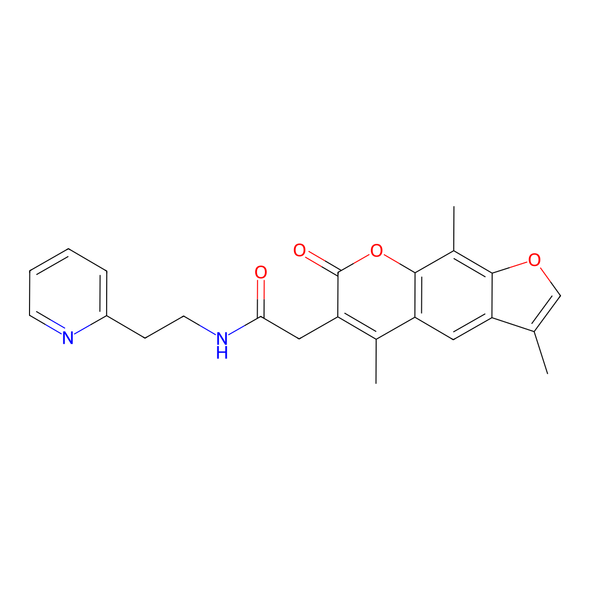 N-[2-(2-pyridyl)ethyl]-2-(3,5,9-trimethyl-7-oxo-7H-furo[3,2-g]chromen-6-yl)acetamide molecular structure, CAS 1401535-90-7