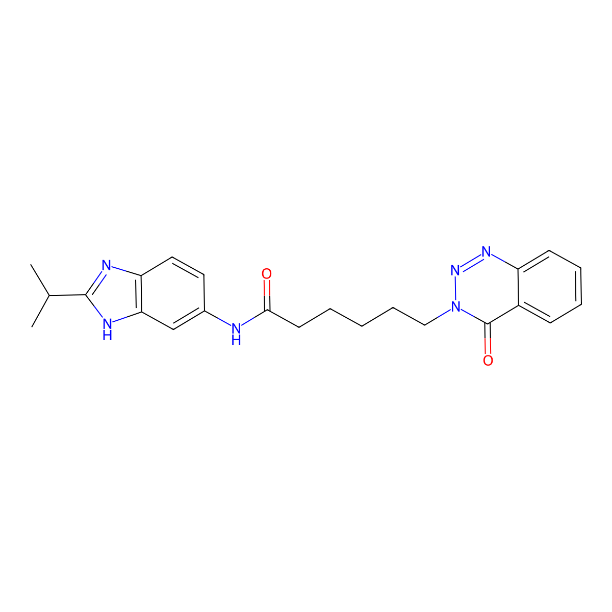6-(4-oxo-1,2,3-benzotriazin-3(4H)-yl)-N-[2-(propan-2-yl)-1H-benzimidazol-6-yl]hexanamide molecular structure, CAS 1401535-96-3