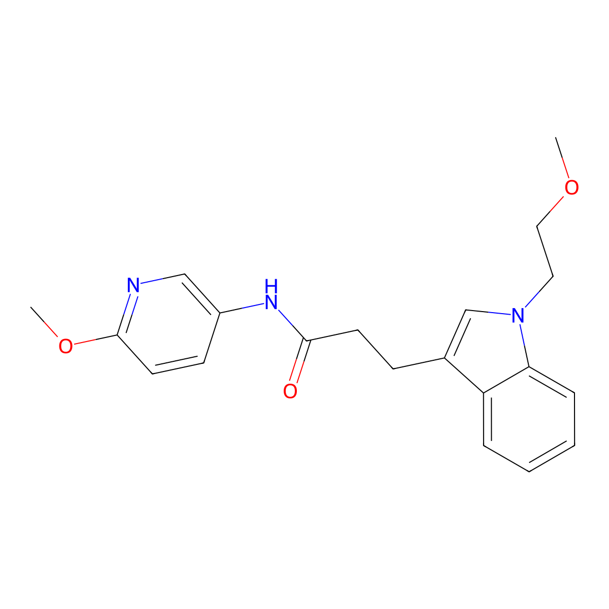 3-[1-(2-methoxyethyl)-1H-indol-3-yl]-N-(6-methoxypyridin-3-yl)propanamide molecular structure, CAS 1401536-06-8