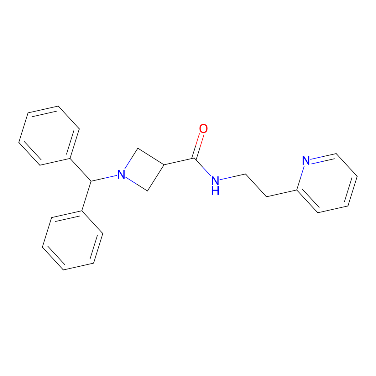 1-benzhydryl-N-[2-(2-pyridyl)ethyl]-3-azetanecarboxamide molecular structure, CAS 1401536-29-5