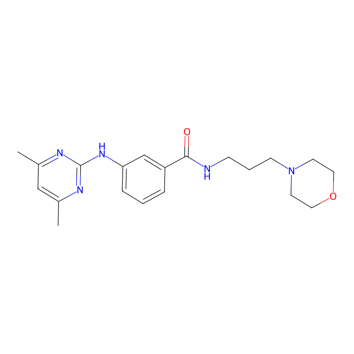 3-((4,6-dimethylpyrimidin-2-yl)amino)-N-(3-morpholinopropyl)benzamide molecular structure, CAS 1401536-37-5