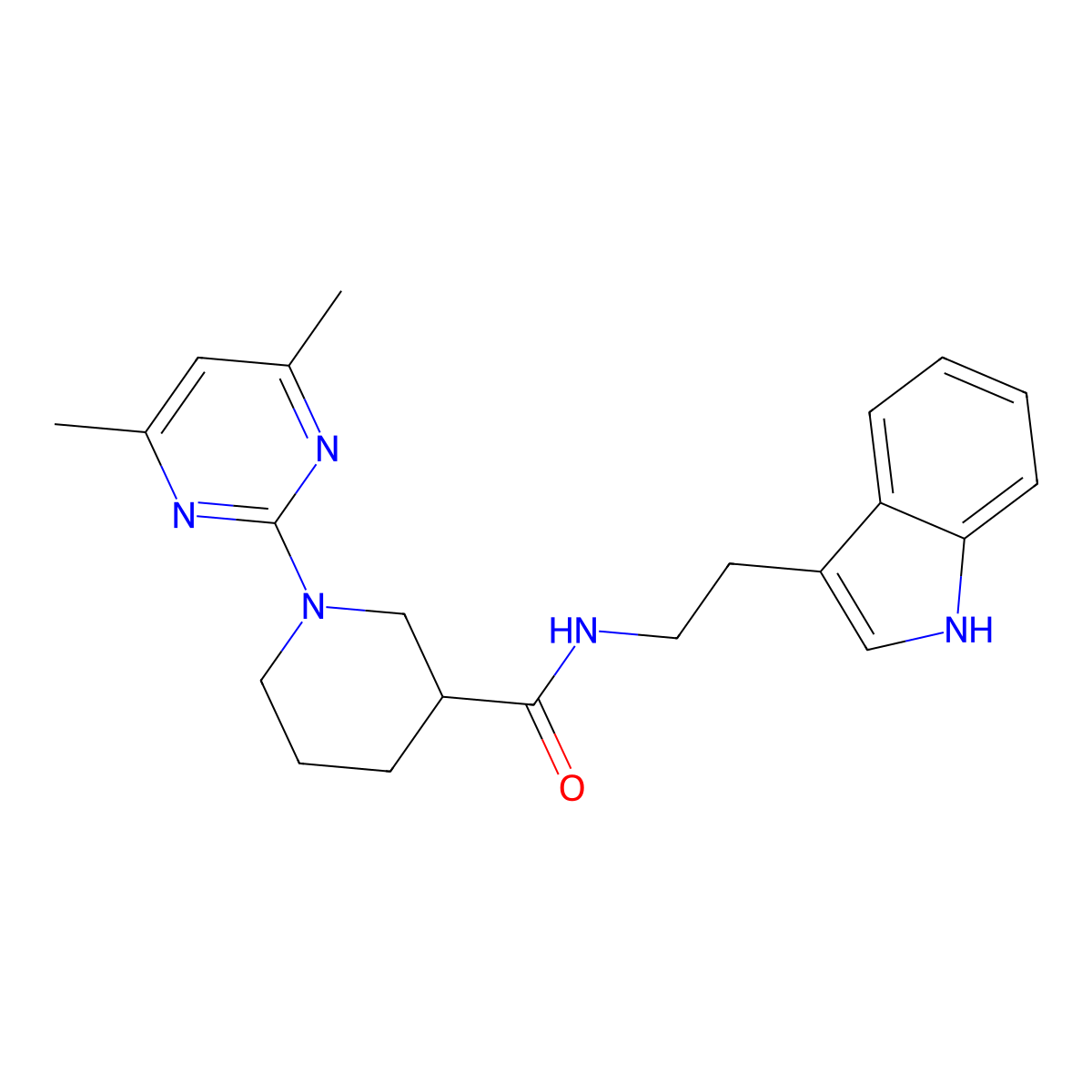 1-(4,6-dimethyl-2-pyrimidinyl)-N-[2-(1H-indol-3-yl)ethyl]-3-piperidinecarboxamide molecular structure, CAS 1401536-46-6