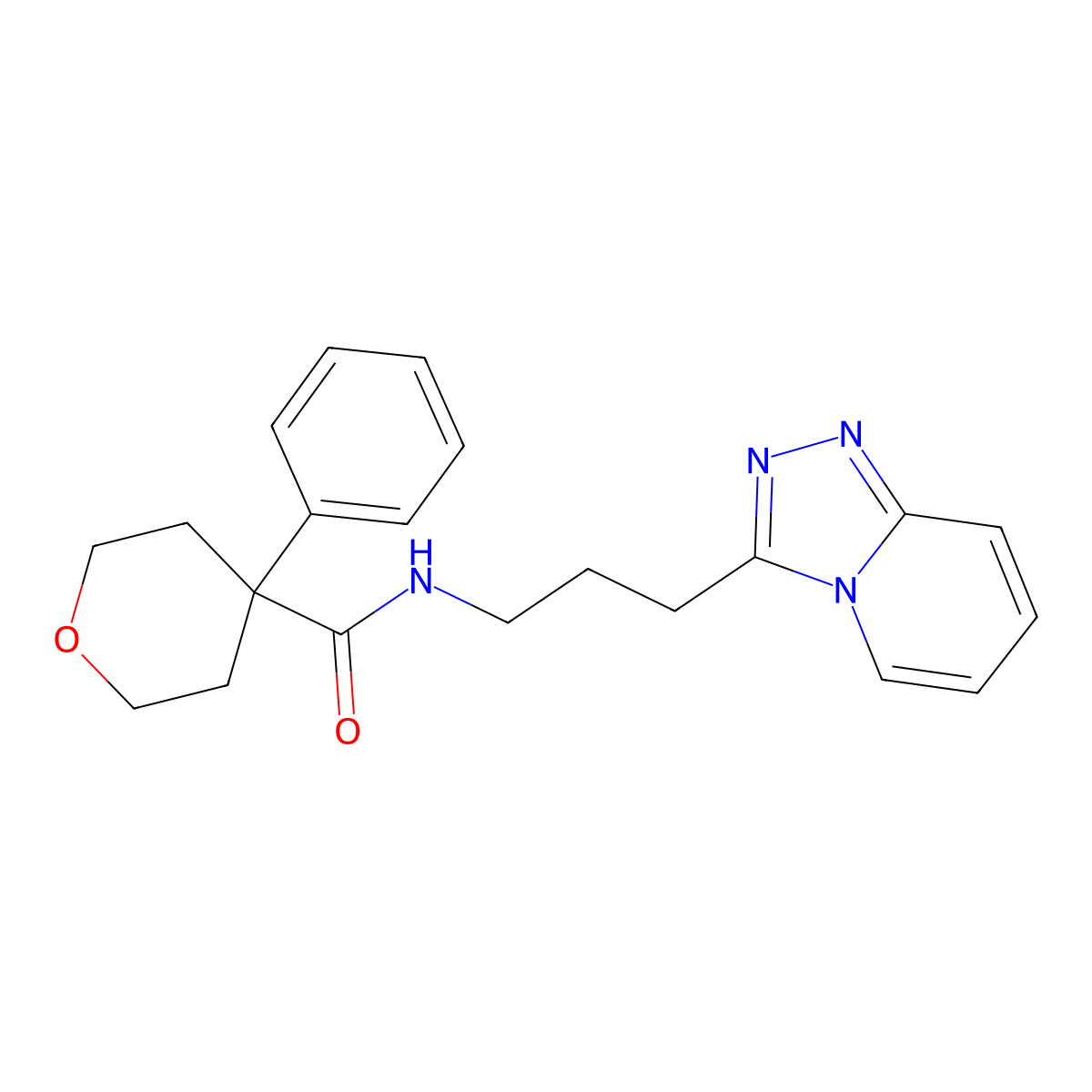 4-phenyl-N-[3-([1,2,4]triazolo[4,3-a]pyridin-3-yl)propyl]tetrahydro-2H-pyran-4-carboxamide molecular structure, CAS 1401536-49-9