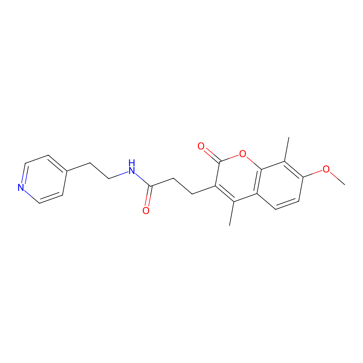 3-(7-methoxy-4,8-dimethyl-2-oxo-2H-chromen-3-yl)-N-[2-(4-pyridyl)ethyl]propanamide molecular structure, CAS 1401537-00-5
