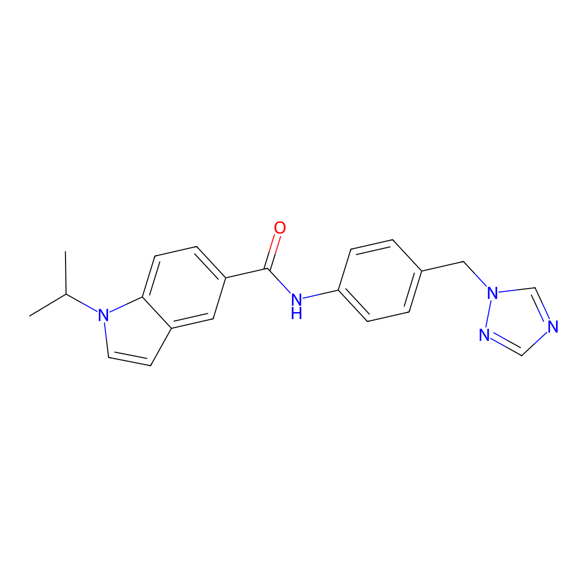 1-(propan-2-yl)-N-[4-(1H-1,2,4-triazol-1-ylmethyl)phenyl]-1H-indole-5-carboxamide molecular structure, CAS 1401537-04-9