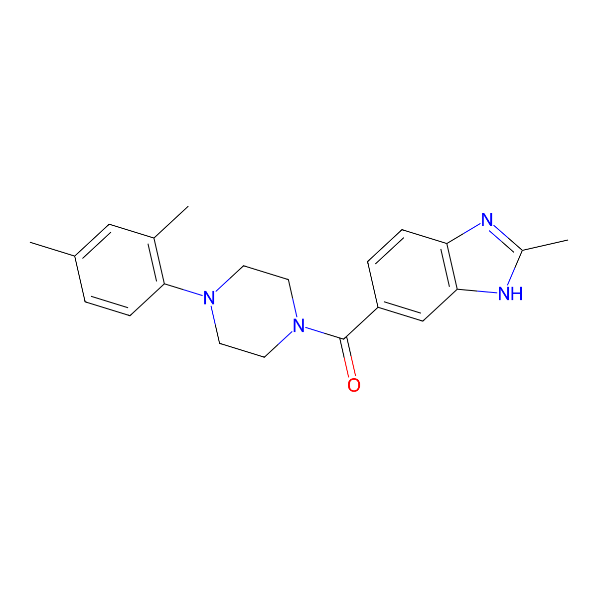 [4-(2,4-dimethylphenyl)piperazin-1-yl](2-methyl-1H-benzimidazol-6-yl)methanone molecular structure, CAS 1401537-12-9