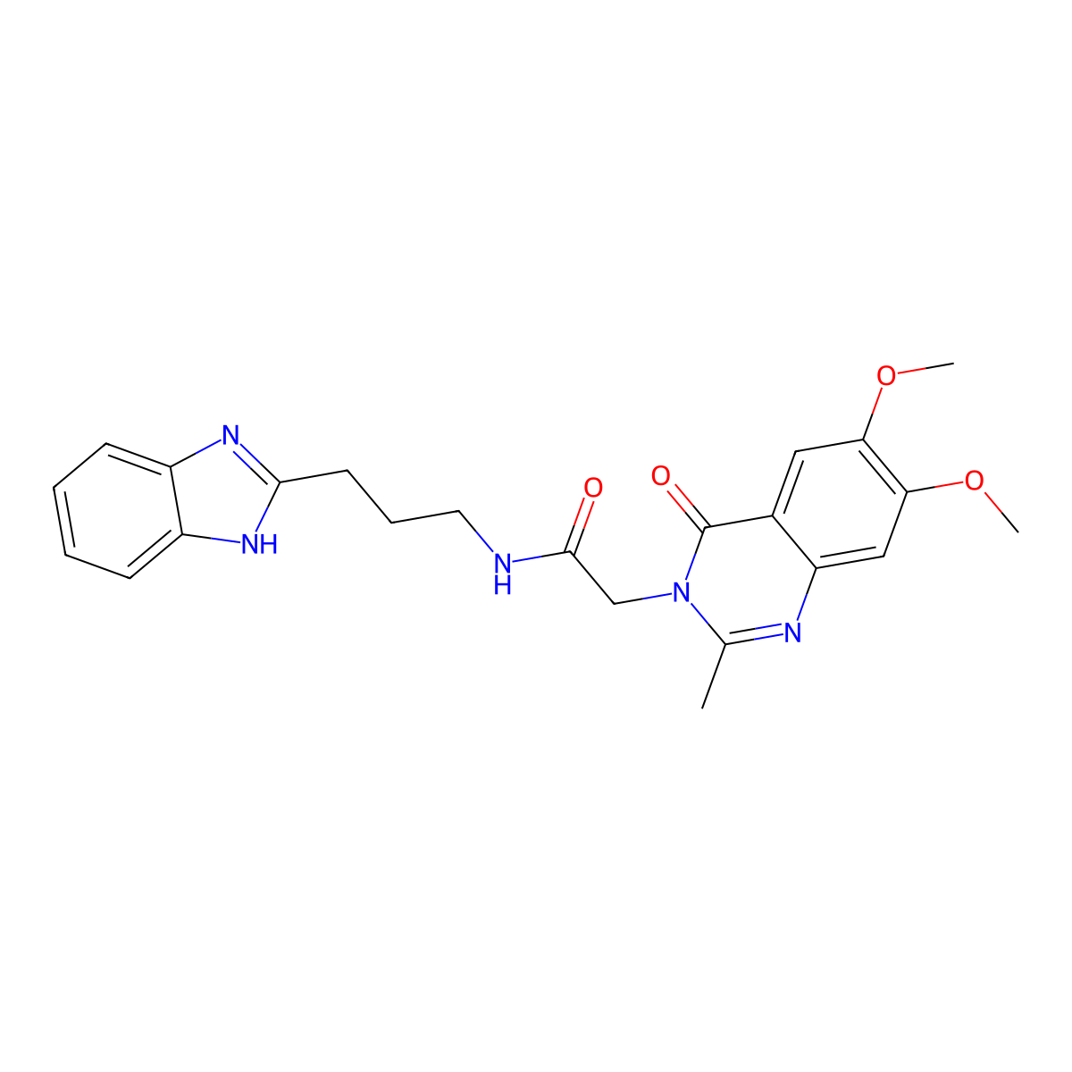 N-[3-(1H-benzimidazol-2-yl)propyl]-2-(6,7-dimethoxy-2-methyl-4-oxoquinazolin-3(4H)-yl)acetamide molecular structure, CAS 1401537-15-2