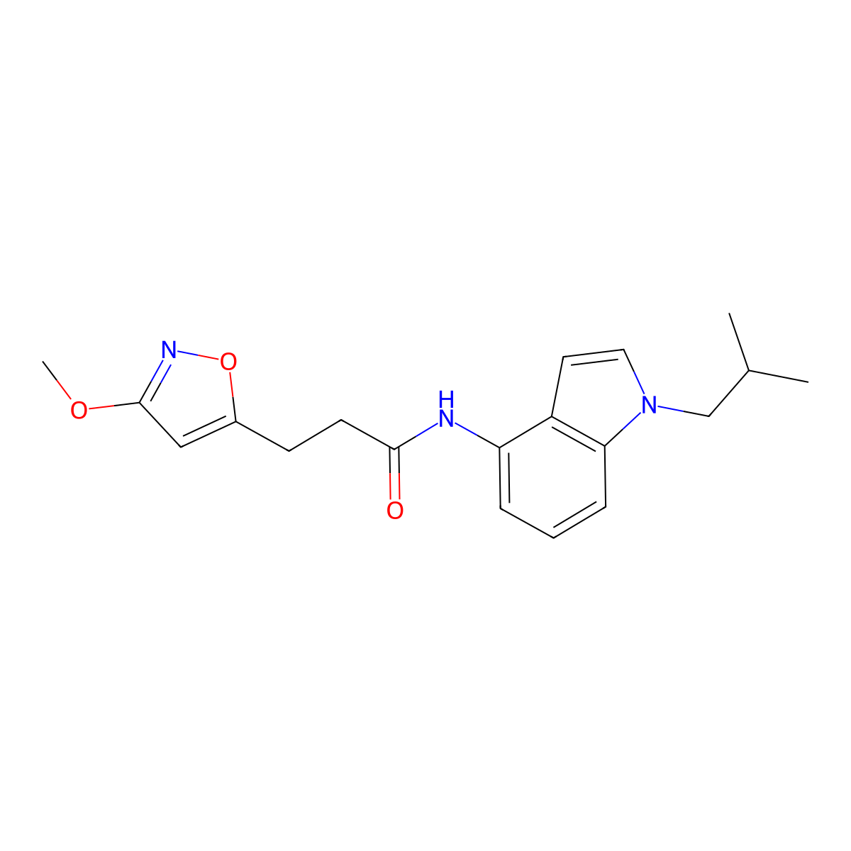 3-(3-methoxy-1,2-oxazol-5-yl)-N-[1-(2-methylpropyl)-1H-indol-4-yl]propanamide molecular structure, CAS 1401537-17-4