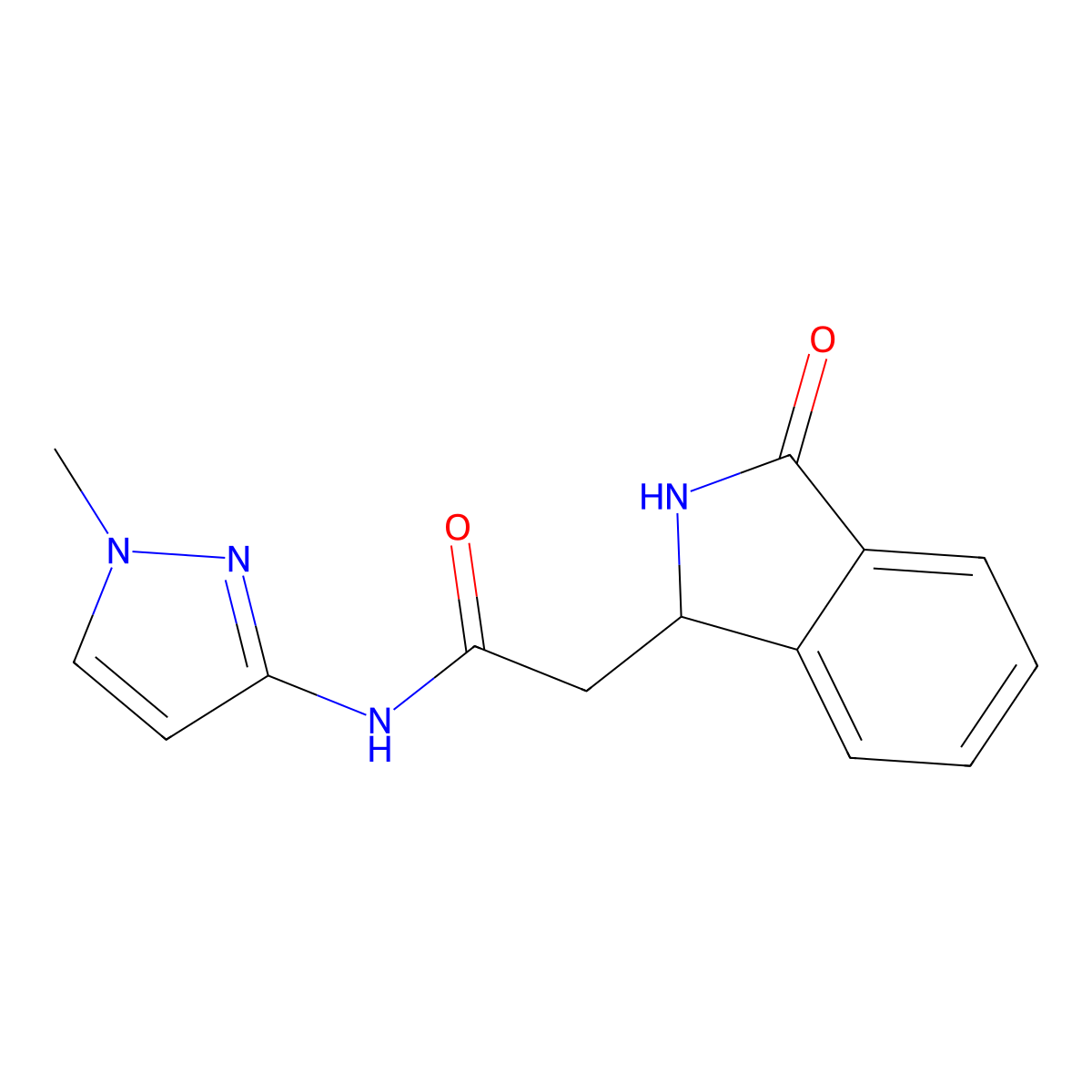 N-(1-methyl-1H-pyrazol-3-yl)-2-(3-oxo-2,3-dihydro-1H-isoindol-1-yl)acetamide molecular structure, CAS 1401537-32-3