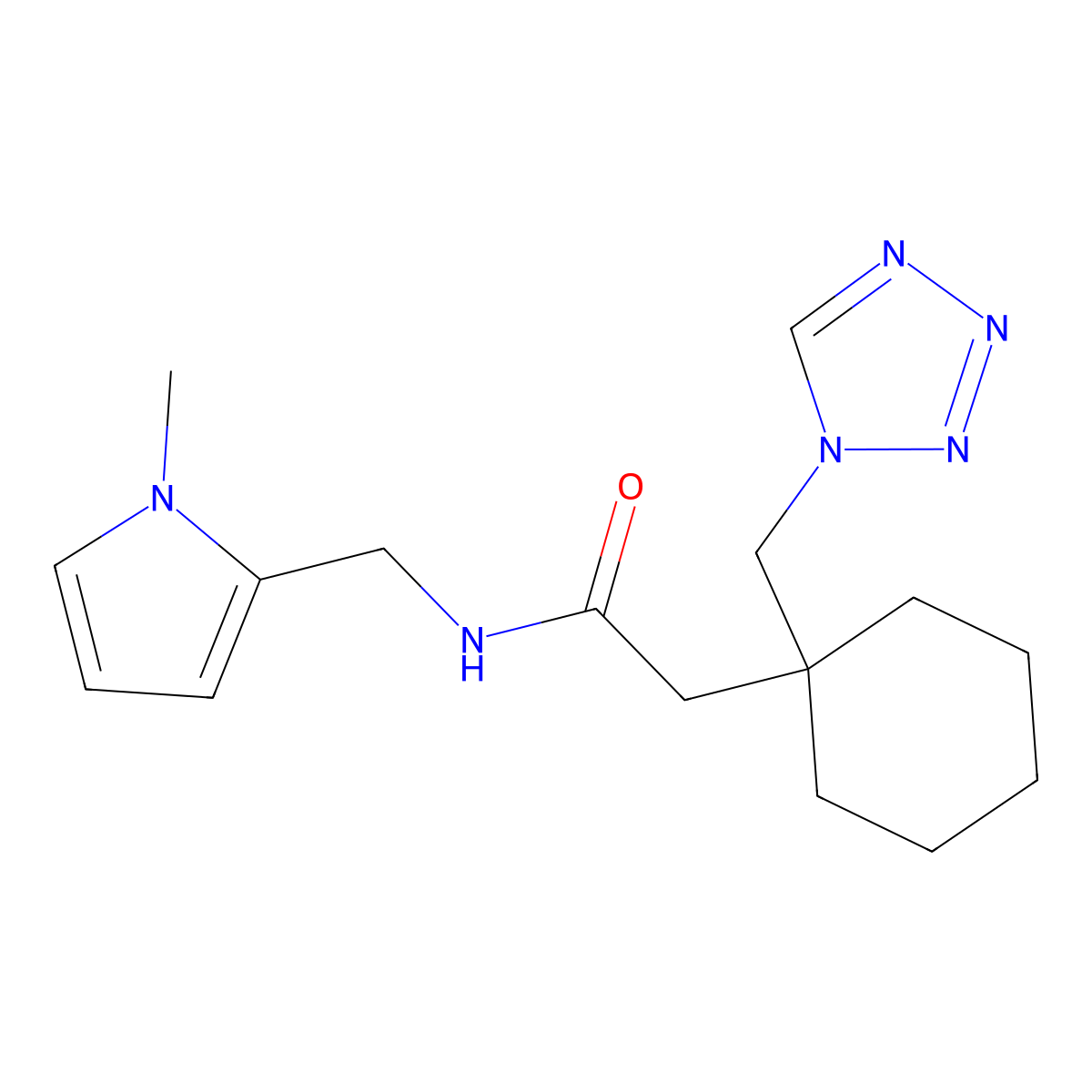 N-[(1-methyl-1H-pyrrol-2-yl)methyl]-2-[1-(1H-1,2,3,4-tetraazol-1-ylmethyl)cyclohexyl]acetamide molecular structure, CAS 1401537-43-6