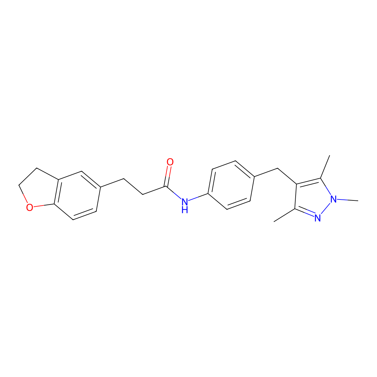 3-(2,3-dihydro-1-benzofuran-5-yl)-N-{4-[(1,3,5-trimethyl-1H-pyrazol-4-yl)methyl]phenyl}propanamide molecular structure, CAS 1401537-53-8