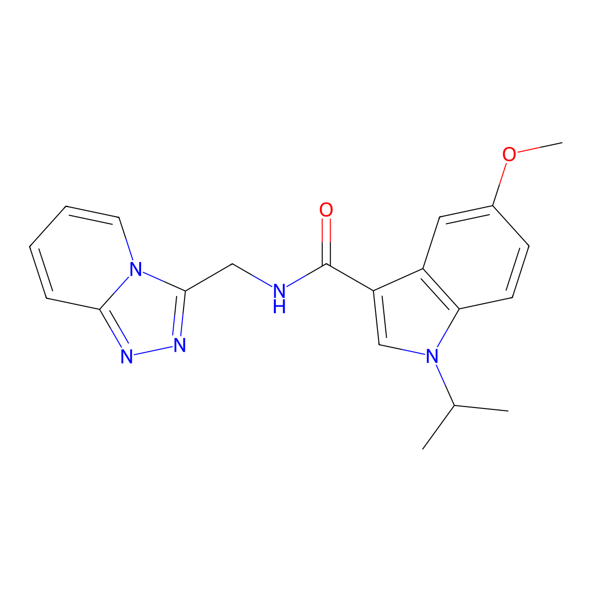 N-([1,2,4]triazolo[4,3-a]pyridin-3-ylmethyl)-1-isopropyl-5-methoxy-1H-indole-3-carboxamide molecular structure, CAS 1401537-57-2