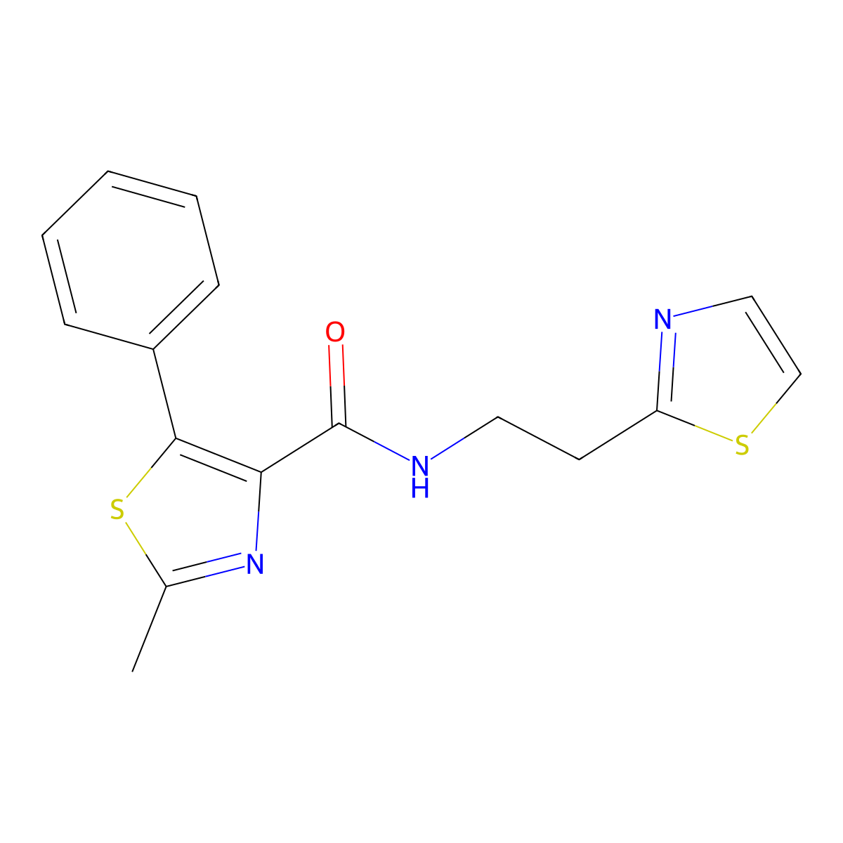 2-methyl-5-phenyl-N-[2-(1,3-thiazol-2-yl)ethyl]-1,3-thiazole-4-carboxamide molecular structure, CAS 1401537-59-4