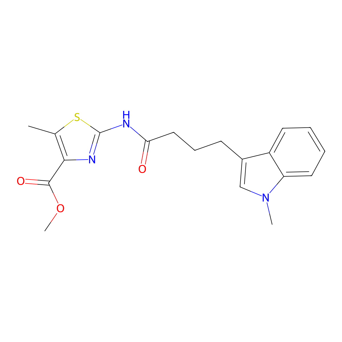 methyl 5-methyl-2-{[4-(1-methyl-1H-indol-3-yl)butanoyl]amino}-1,3-thiazole-4-carboxylate molecular structure, CAS 1401537-61-8