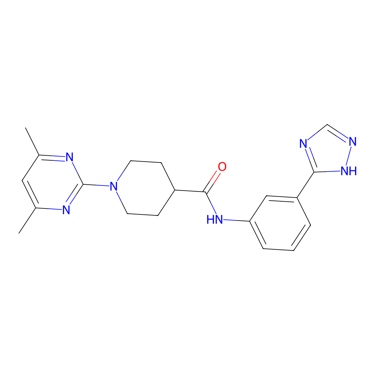 1-(4,6-dimethylpyrimidin-2-yl)-N-[3-(4H-1,2,4-triazol-3-yl)phenyl]piperidine-4-carboxamide molecular structure, CAS 1401537-62-9