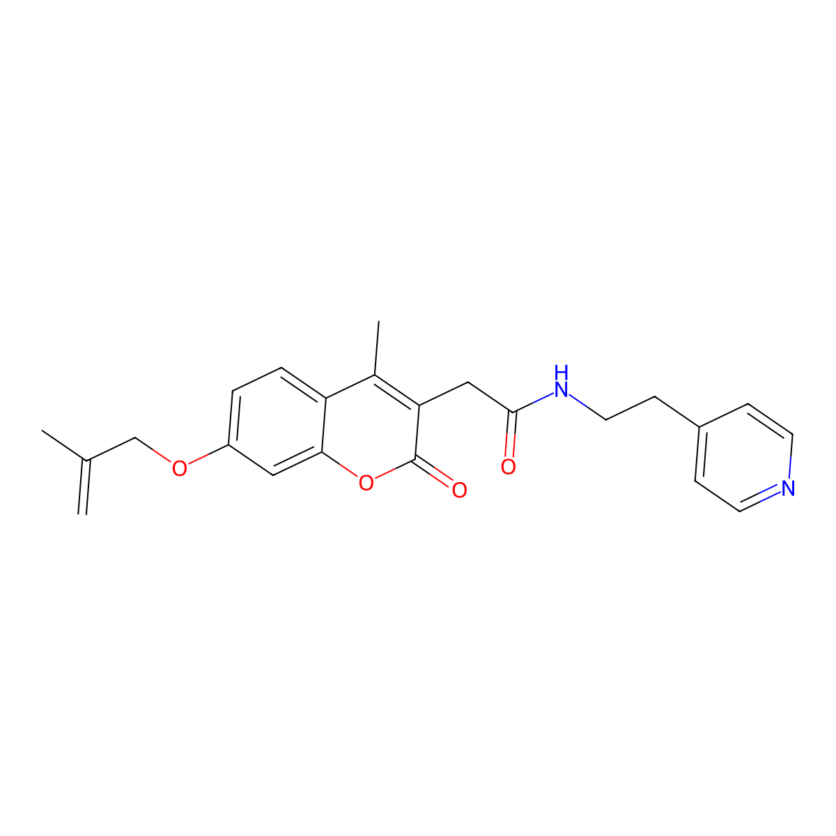 2-{4-methyl-7-[(2-methylallyl)oxy]-2-oxo-2H-chromen-3-yl}-N-[2-(4-pyridyl)ethyl]acetamide molecular structure, CAS 1401537-63-0