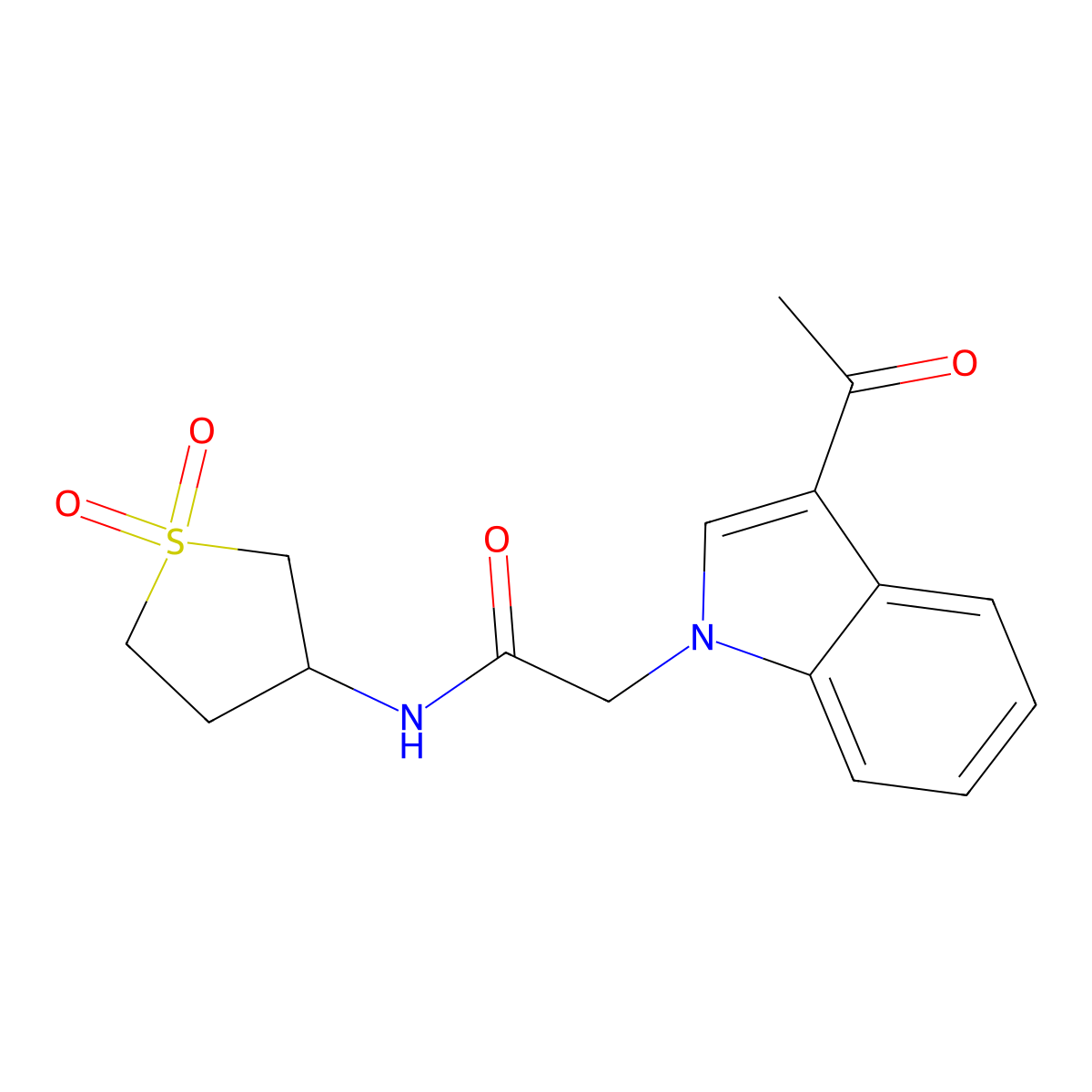 2-(3-acetyl-1H-indol-1-yl)-N-(1,1-dioxidotetrahydrothiophen-3-yl)acetamide molecular structure, CAS 1401537-64-1