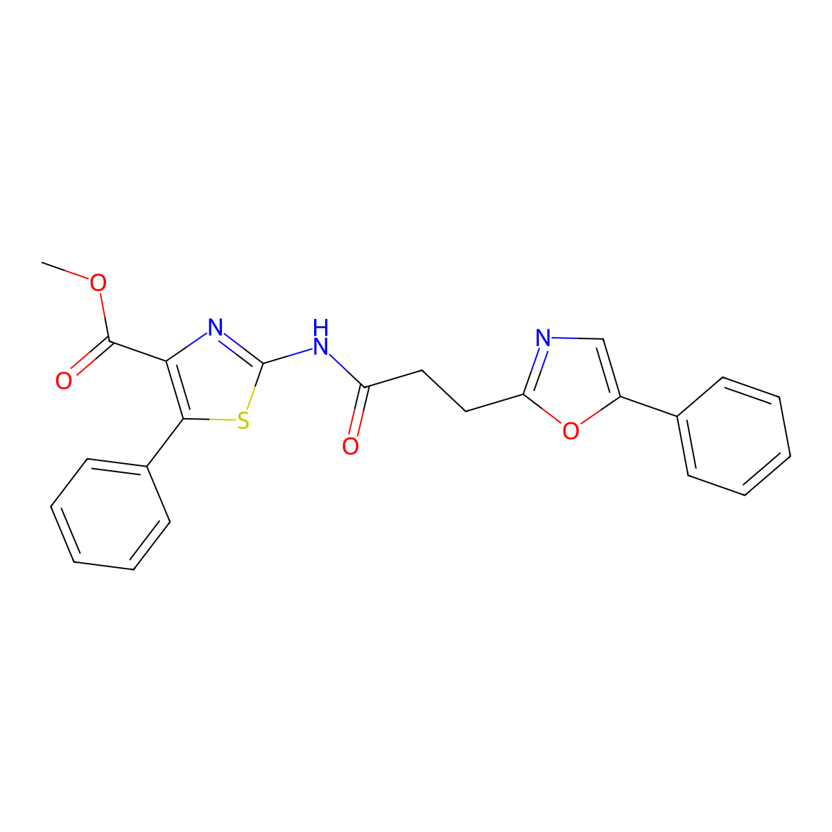 Methyl 5-phenyl-2-{[3-(5-phenyl-1,3-oxazol-2-yl)propanoyl]amino}-1,3-thiazole-4-carboxylate molecular structure, CAS 1401537-91-4