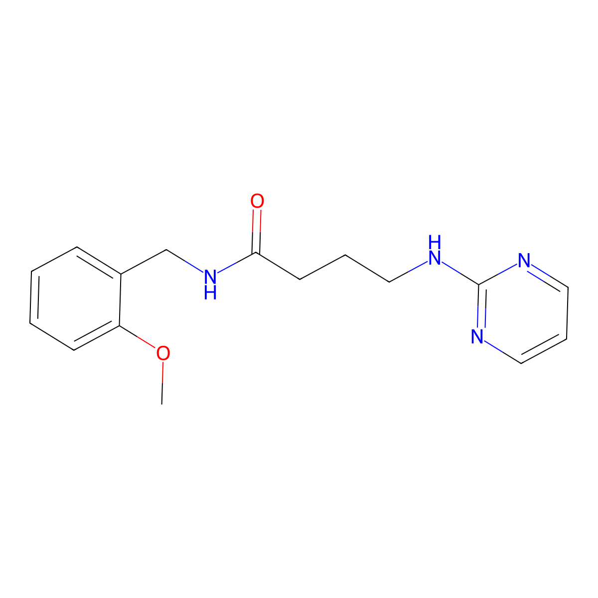 N-(2-methoxybenzyl)-4-(2-pyrimidinylamino)butanamide molecular structure, CAS 1401537-93-6