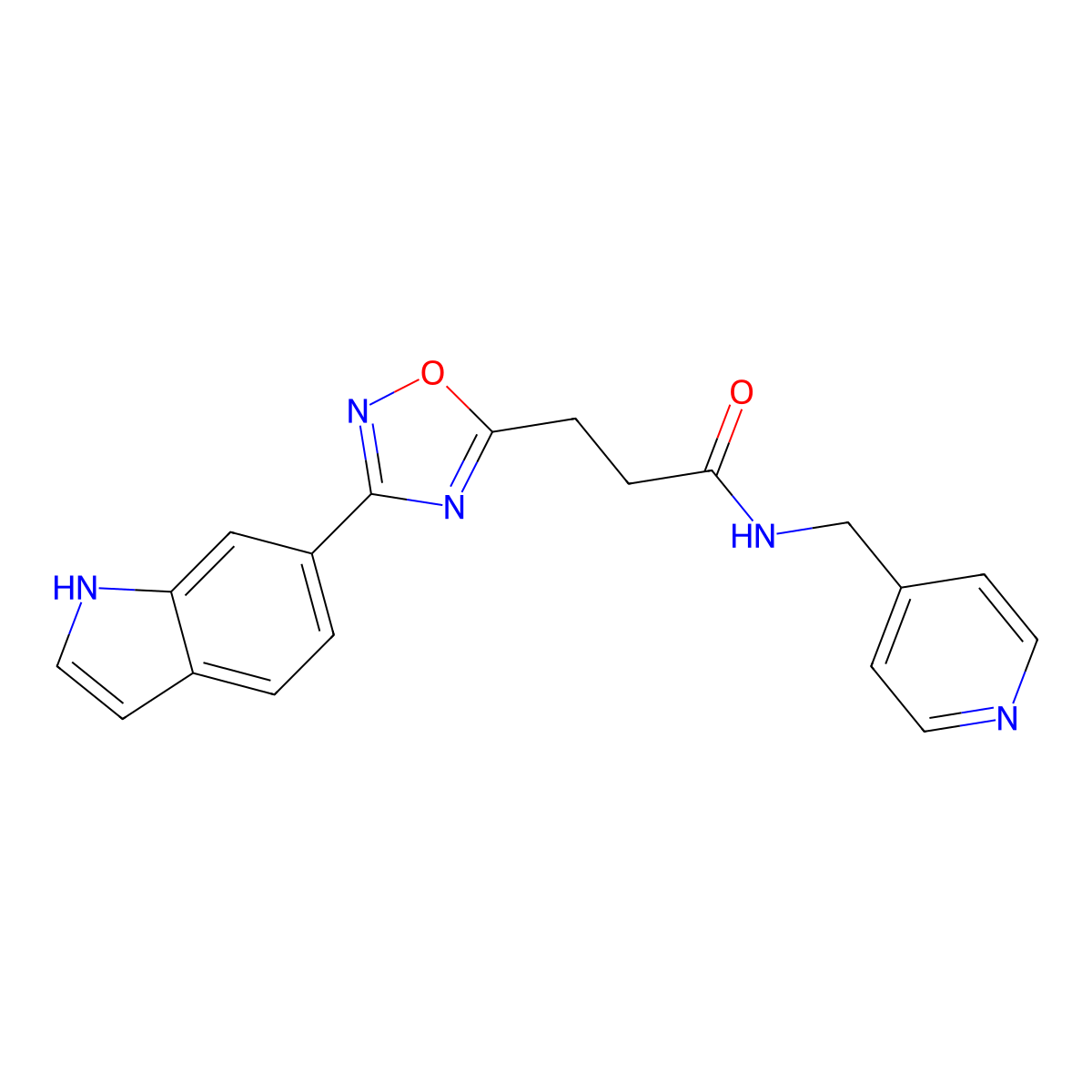 3-[3-(1H-indol-6-yl)-1,2,4-oxadiazol-5-yl]-N-(pyridin-4-ylmethyl)propanamide molecular structure, CAS 1401537-98-1